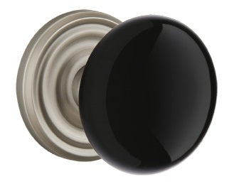 Emtek Ebony Porcelain Knob With Regular Rosette Pewter