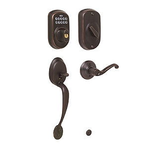 Schlage Plymouth Keypad Handleset - Aged Bronze