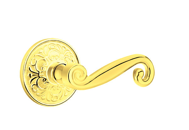 Emtek Rustic Lever Polished Brass-Lancaster Rosette