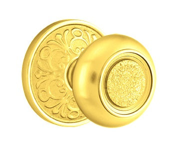 Emtek Belmont Knob Polished Brass -Lifetime Lancaster Rosette