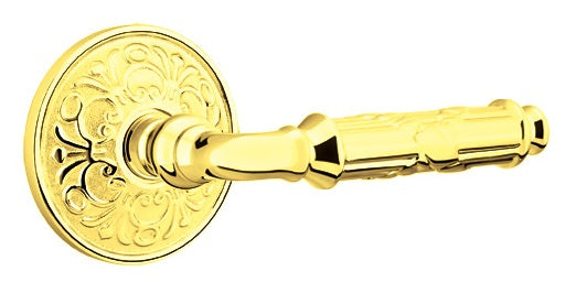 Emtek Ribbon and Reed Lever Polished Brass-Lancaster Rosette