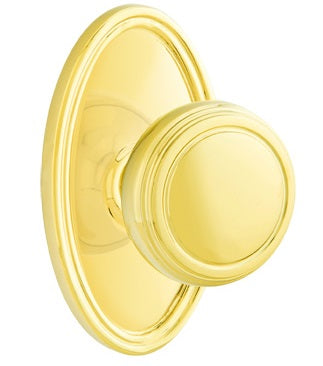 Emtek Norwich Knob With Oval Rosette - Polished Brass / Unlacquered Brass