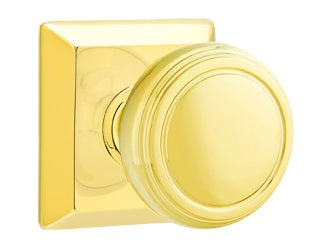 Emtek Norwich Knob With Quincy Rosette -  Polished Brass / Unlacquered Brass