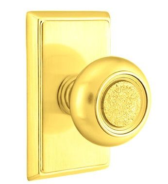 Emtek Belmont Knob Polished Brass - Lifetime Rectangular Rosette