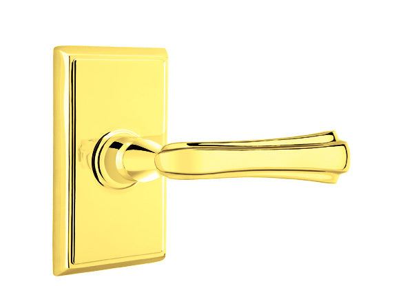 Emtek Wembley Lever with Rectangular Rosette in Polished Brass