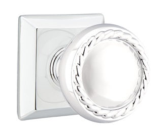Emtek Rope Knob Polished Chrome Rectangular Rosette