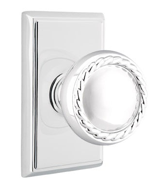 Emtek Rope Knob Polished Chrome Rectangular Rosette