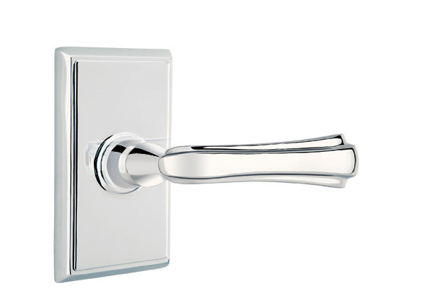 Emtek Wembley Lever with Rectangular Rosette in Polished Chrome