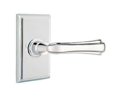 Emtek Wembley Lever with Rectangular Rosette in Polished Chrome