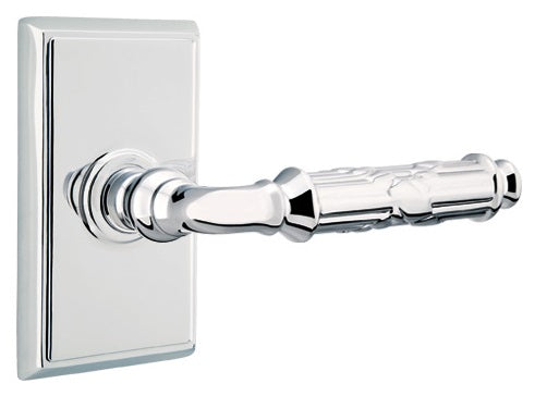 Emtek Ribbon and Reed Lever Polished Chrome-Rectangular Rosette