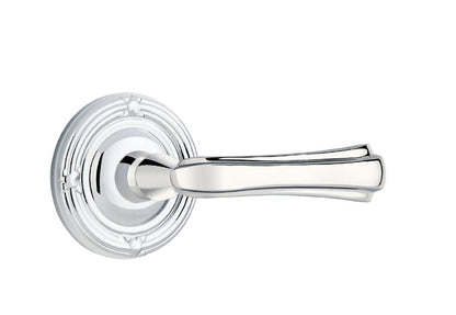 Emtek Wembley Lever with Ribbon and Reed Rosette in Polished Chrome