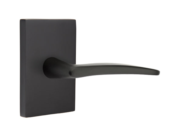 Emtek Poseidon Lever Flat Black-Modern Rectangular Rosette