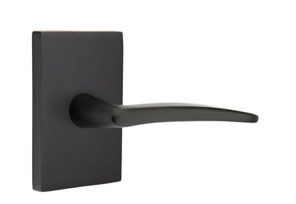 Emtek Poseidon Lever Flat Black-Modern Rectangular Rosette