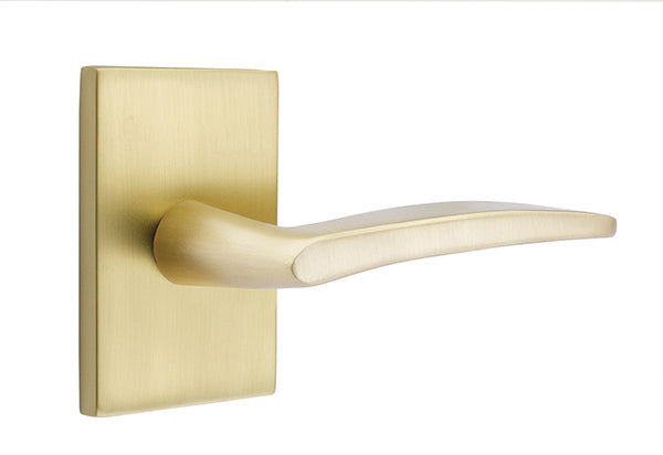 Emtek Poseidon Lever Satin Brass-Modern Rectangular Rosette