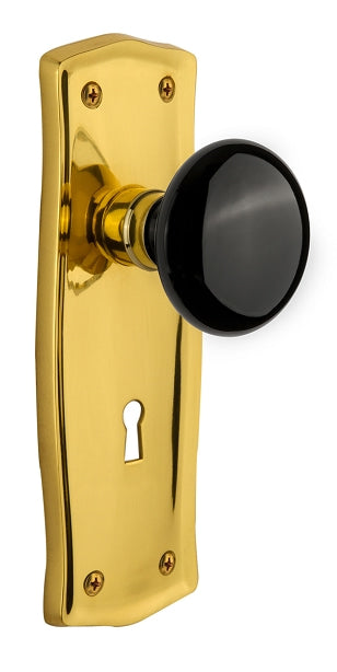 Nostalgic Warehouse Prairie Plate with Black Porcelain Knob (Immortise Locks Come w/ Keyhole)