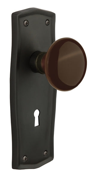 Nostalgic Warehouse Prairie Plate with Brown Porcelain Knob - Oil Rubbed Bronze