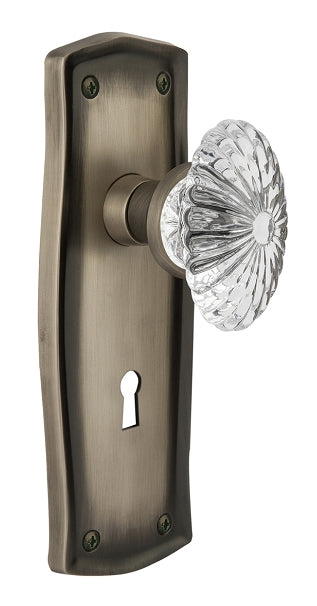 Nostalgic Warehouse Prairie Plate with Oval Fluted Crystal  Knob - Mortise Lock