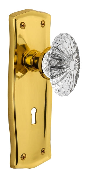 Nostalgic Warehouse Prairie Plate with Oval Fluted Crystal  Knob - Mortise Lock