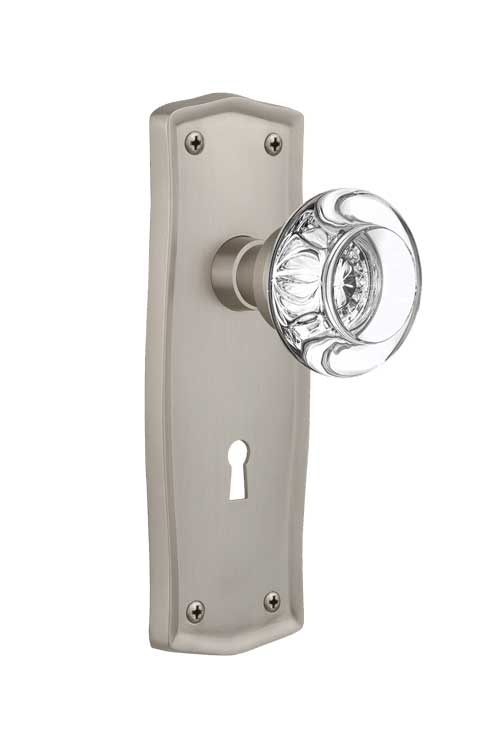 Nostalgic Warehouse Prairie Plate with Round Clear Crystal Knob - Interior Mortise