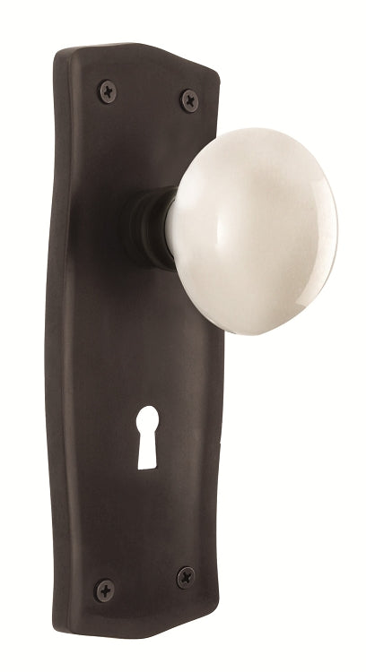 Nostalgic Warehouse Prairie Plate with White Porcelain Knob - Oil Rubbed Bronze