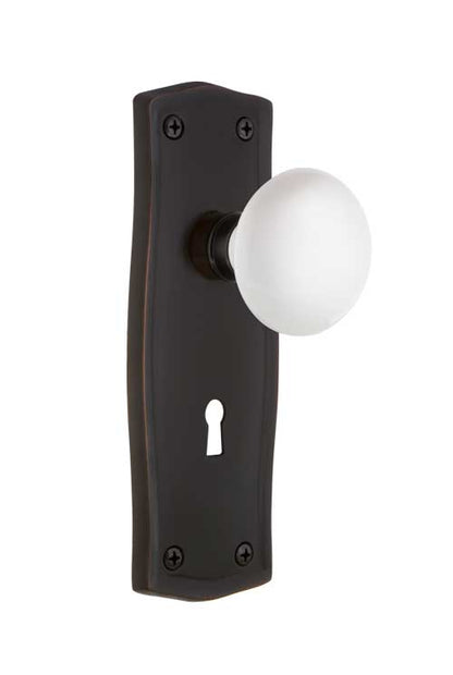 Nostalgic Warehouse Prairie Plate with White Porcelain Knob - Timeless Bronze