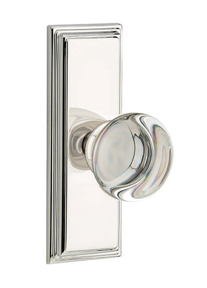 Emtek Providence Crystal Knob with 7 Inch Wilshire Sideplate