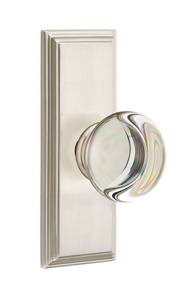 Emtek Providence Crystal Knob with 7 Inch Wilshire Sideplate