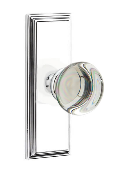 Emtek Providence Crystal Knob with 7 Inch Wilshire Sideplate