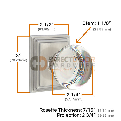 Emtek Providence Crystal Knob with Wilshire Rosette