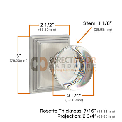 Emtek Providence Crystal Knob with Wilshire Rosette