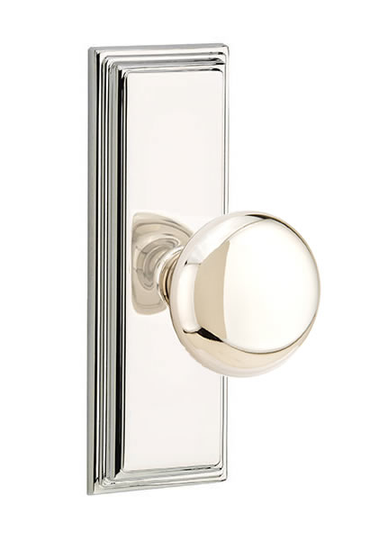 Emtek Providence Knob with 7 Inch Wilshire Sideplate