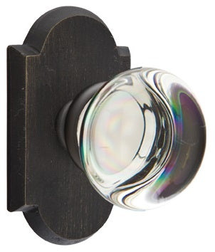 Emtek Providence Crystal Knob with Sandcast Bronze Style 1 Rosette
