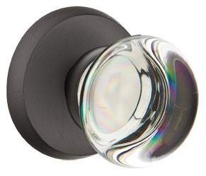 Emtek Providence Crystal Knob with Sandcast Bronze Style 2 Rosette