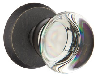 Emtek Providence Crystal Knob with Sandcast Bronze Style 2 Rosette