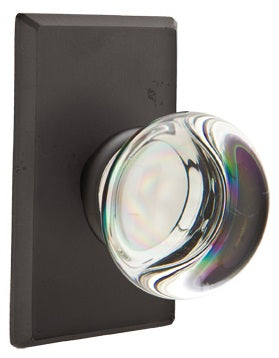 Emtek Providence Crystal Knob with Sandcast Bronze Style 3 Rosette