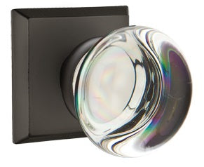 Emtek Providence Crystal Knob with Sandcast Bronze Style 6 Rosette