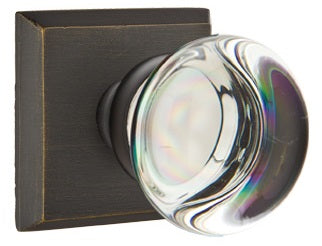 Emtek Providence Crystal Knob with Sandcast Bronze Style 6 Rosette