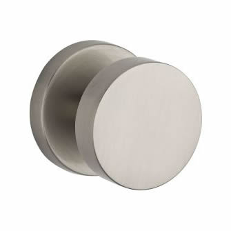 Baldwin Reserve Series Contemporary Knob with Square Rosette - Satin Nickel