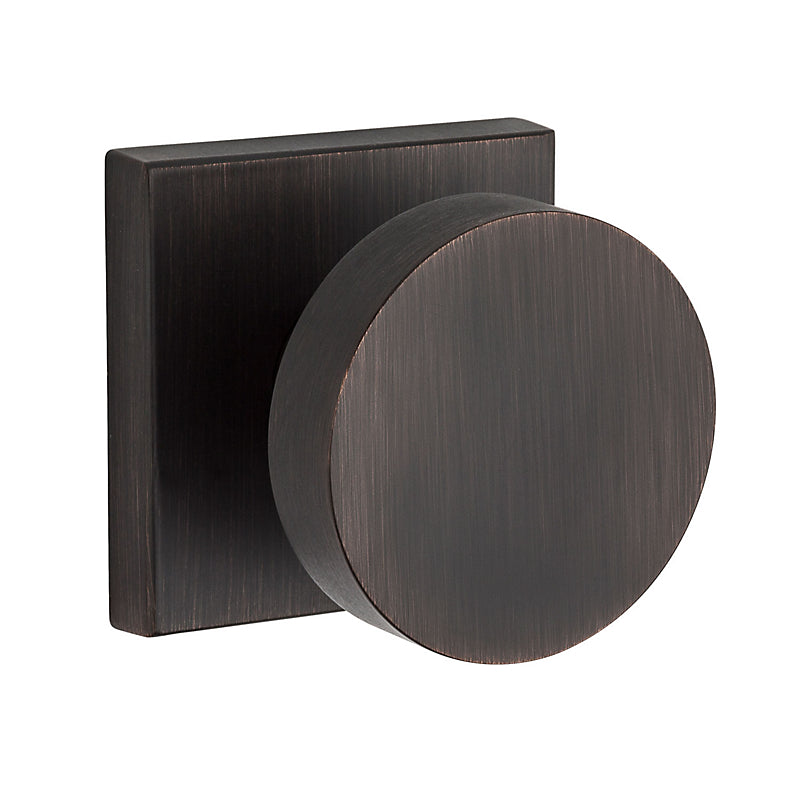 Baldwin Reserve Series Contemporary Knob with Square Rosette - Venetian Bronze