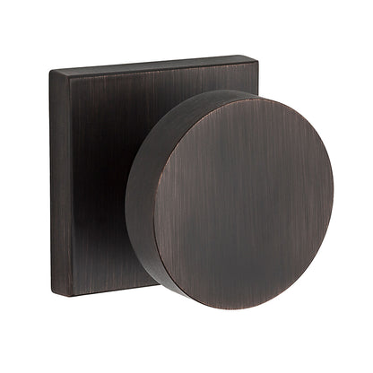 Baldwin Reserve Series Contemporary Knob with Square Rosette - Venetian Bronze
