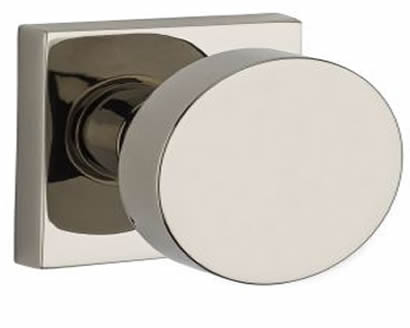 Baldwin Reserve Series Contemporary Knob with Square Rosette - Polished Nickel