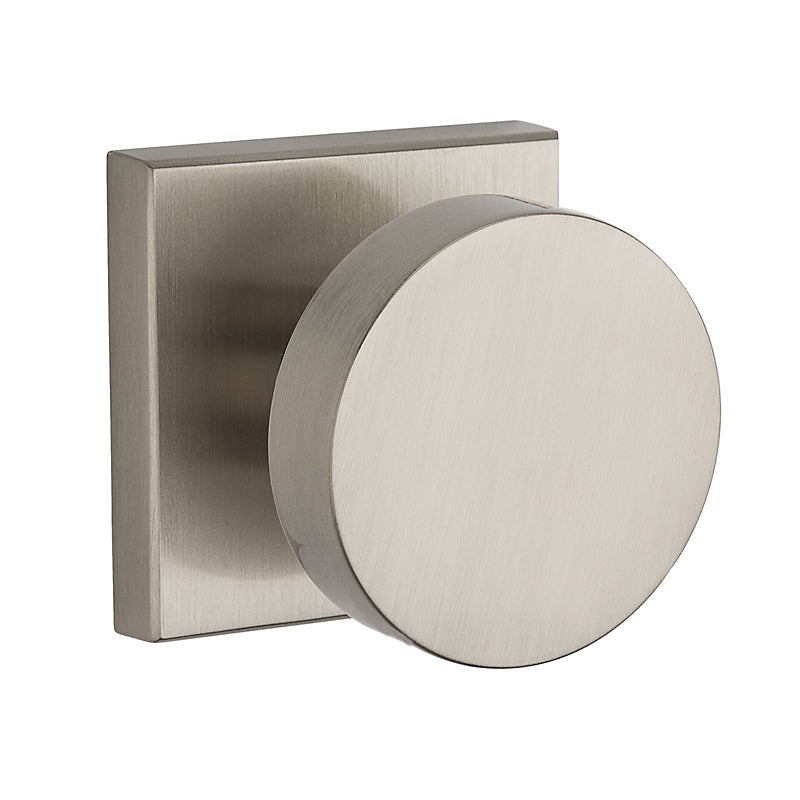Baldwin Reserve Series Contemporary Knob with Square Rosette - Satin Nickel