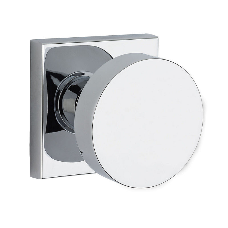 Baldwin Reserve Series Contemporary Knob with Square Rosette - Polished Chrome
