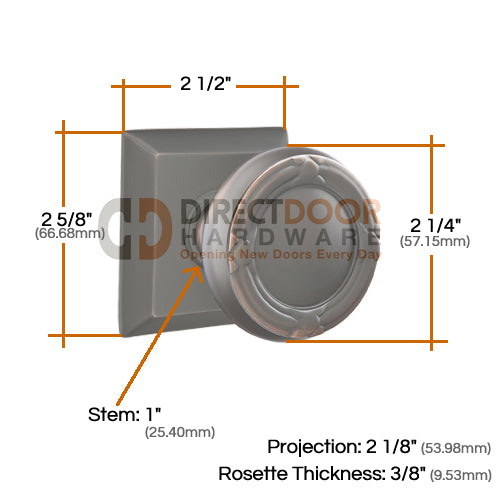 Emtek Ribbon and Reed Knob Specs Quincy Rosette