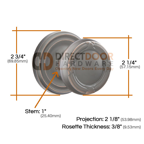 Emtek Ribbon and Reed Knob Specs Regular Rosette