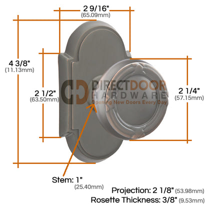 Emtek Ribbon and Reed Knob Specs #8 Rosette