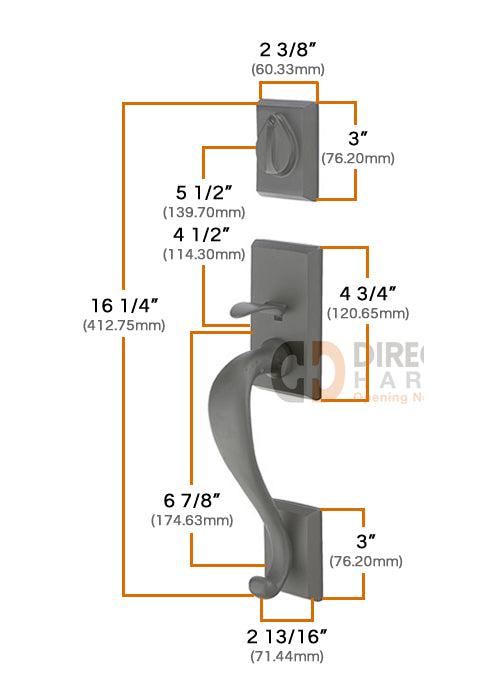 Emtek Sandcast Rectangular Sectional Grip by Grip Handleset
