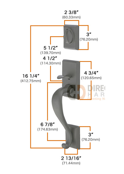 Emtek Sandcast Rectangular Sectional Grip by Grip Handleset