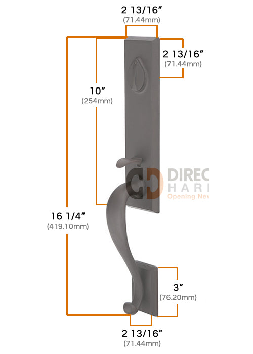Emtek Sandcast Rectangular Monolithic Grip by Grip Handleset