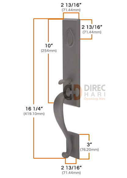 Emtek Sandcast Rectangular Monolithic Grip by Grip Handleset